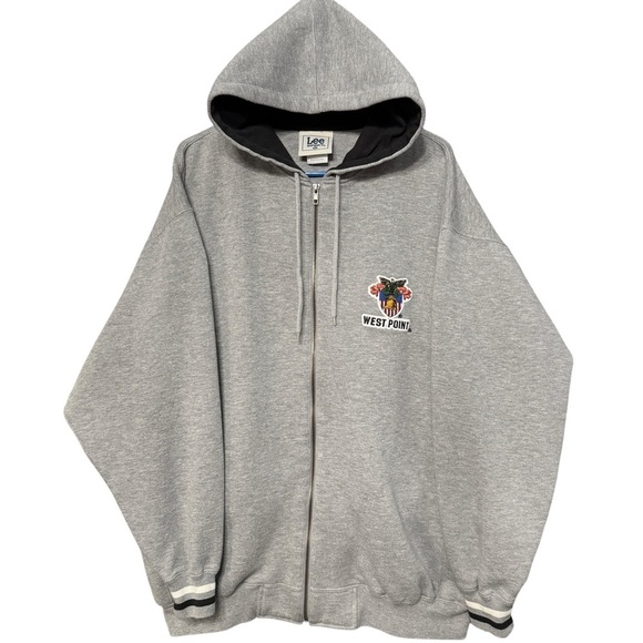 Lee Sport West Point Gray Zip Hoodie XL Embroidered Crest - Picture 2 of 9